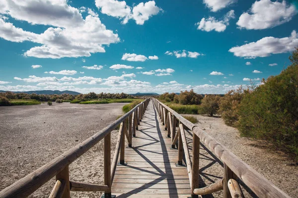 Brücke Holzbrücke Über Die Lagune Fuente Piedra — Stockfoto