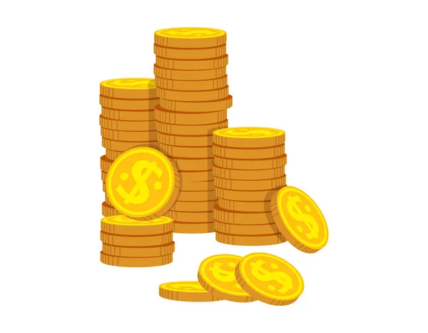 Netjes stapels geld gouden munt cartoon bank vector — Stockvector