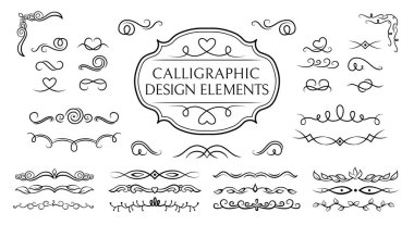 Böcek kıvrımlı girdap kaligrafik set dekoratifi