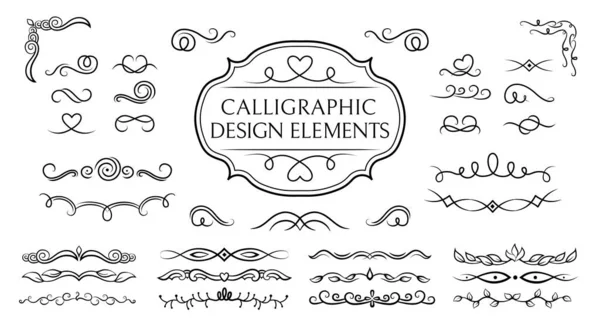 Divider curl swirl calligraphic set decorative Royalty Free Stock Vectors