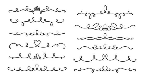 Divider and curl line calligraphic set vector — Stock Illustration Divider and curl line calligraphic set vector Stock Vector