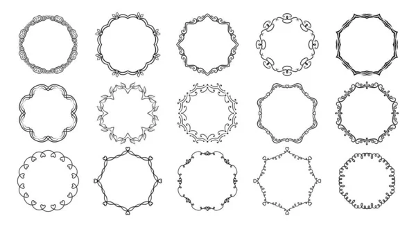 Frameworks circulares divisor quadro caligráfico conjunto — Vetor de Stock