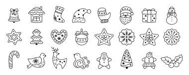 Noel simgesi düz çizgi film vektör geyik şekeri