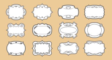 Etiketli boş çerçeveler kraliyet süslemesini ayarlar