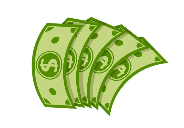 Ventilateur argent billets de banque vert finance dessin animé vecteur — Image vectorielle