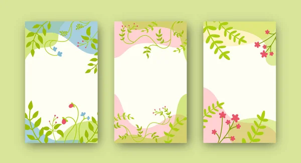 Tarjetas con elementos florales colección set banner — Archivo Imágenes Vectoriales