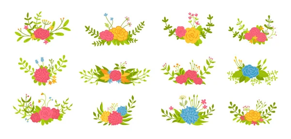 Florale Komposition Set Blume Zweig Blatt abstrakt — Stockvektor