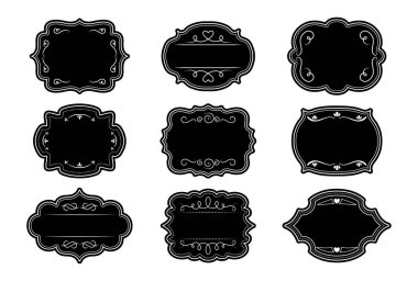 Label ornamental black frames vintage set vector clipart