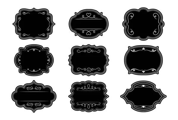 标签装饰黑框复古套装矢量 — 图库矢量图片
