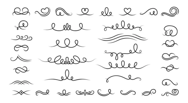 Curl girdap kaligrafik set vintage mürekkep kenarlıkları