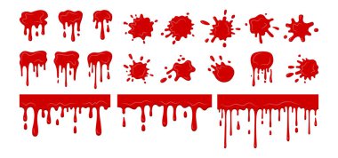 Blood drip splatters blob bloody collection vector clipart