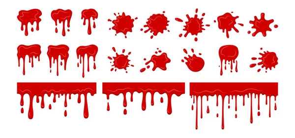 Blood drip splatters blob bloody collection vector — Stock Vector