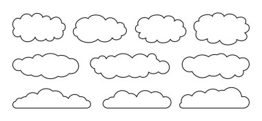 Bulut çizimi düz çizgi film bulutları gökyüzünde