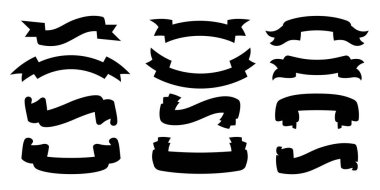 Kurdele silueti boş bant siyah kabartma biçimini ayarladı