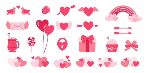 San Valentín elementos de diseño conjunto de dibujos animados planos — Vector de stock