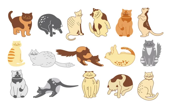 Dibujo del gato lindo diseño plano de dibujos animados mascota vector — Vector de stock