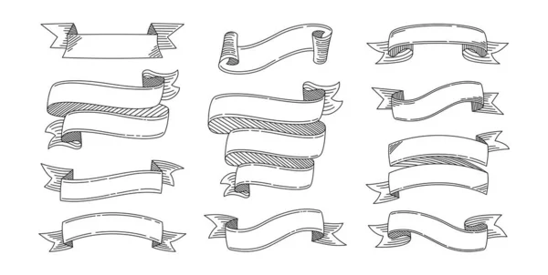 Fita mão desenhada conjunto esboço desenho animado fita vetor —  Vetores de Stock