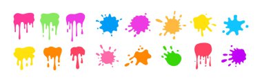 Paint splash round shape colorful spatters ink set clipart