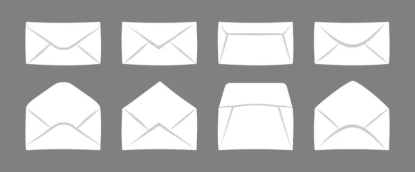 Mockup enveloppe set geopend gesloten papier inham — Stockvector
