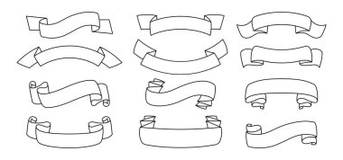 Kurdele taslak biçim dekoratif simge vektörünü ayarla
