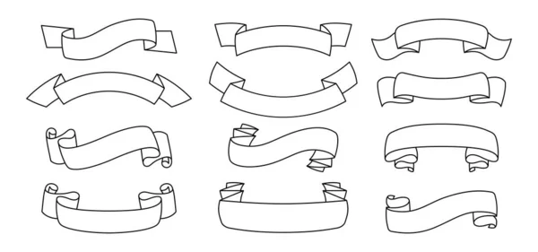 리본 세트 골자 형식 장식 아이콘 벡터 — 스톡 벡터