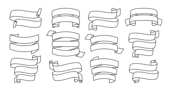 Bannières de contour de ruban ensemble vecteur de style contour — Image vectorielle