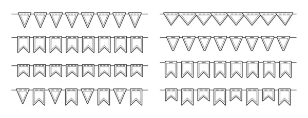 Vlaggenslinger gors verjaardag partij lijn plat set — Stockvector