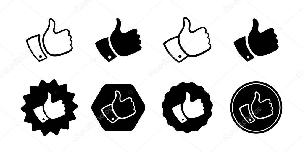 Like thumb up icons set black flat design vector