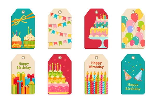 Étiquettes de fête d'anniversaire set célébration étiquette vecteur — Image vectorielle