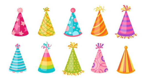 Verjaardag hoed party cap set cartoon caps vector — Stockvector