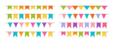 Bayrak çelengi, doğum günü düz set vektörü