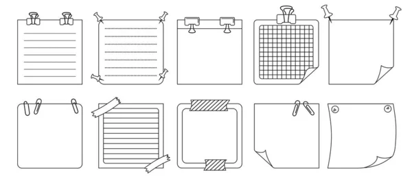 Papier Haftnotiz flaches Notizbuch erinnert Vektor — Stockvektor