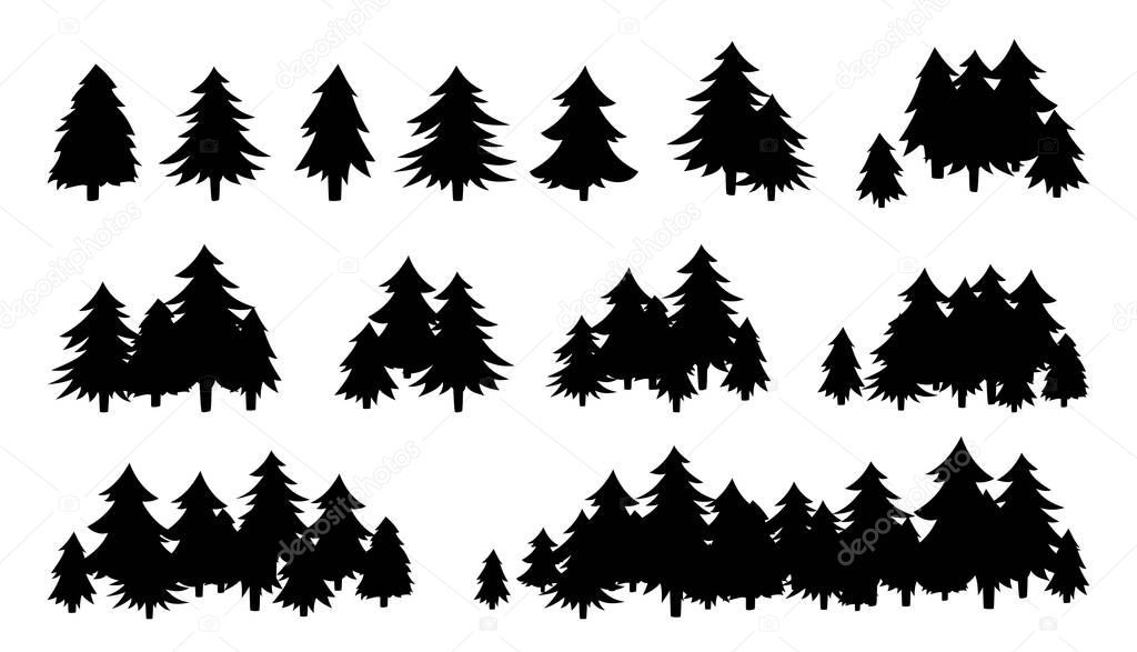 Forest tree textured black shape silhouette vector