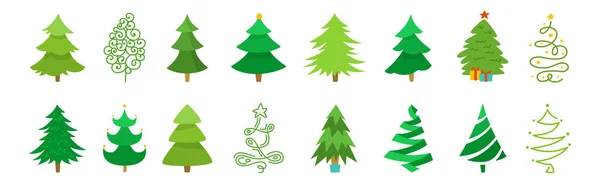 Árbol de Navidad símbolo de Navidad conjunto plana vector — Archivo Imágenes Vectoriales
