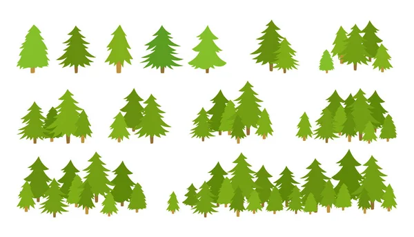 Árboles forestales paisajes texturizados vector plano — Archivo Imágenes Vectoriales