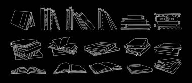 Kitap çizgi filmi beyaz özet sayfalarını çizilmiş vektör olarak ayarla