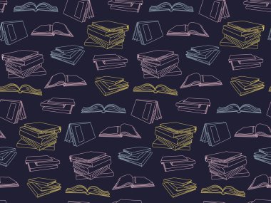 Açık kitapların kusursuz desen yığını okul vektörü