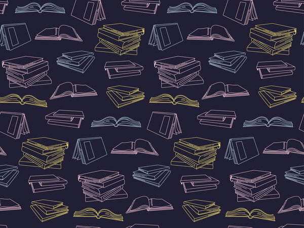 Seamless pattern stack of open books school vector