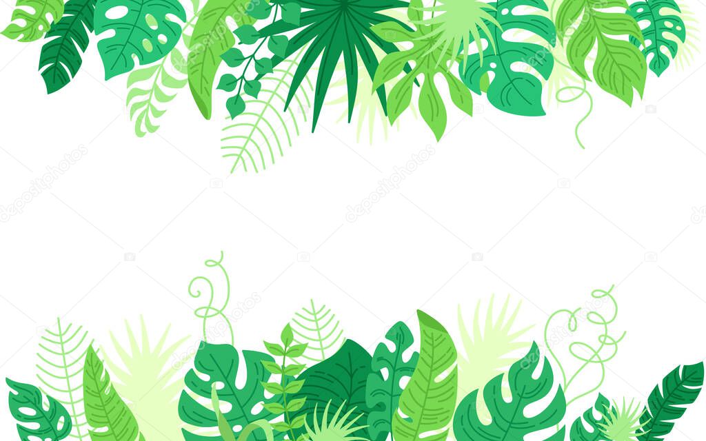 Empty card tropical leaves cartoon hawaiian vector