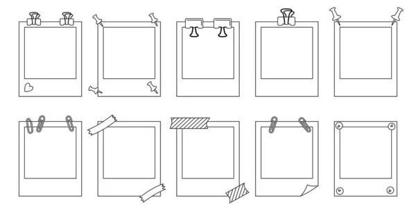 Polaroid fotoğraf çerçevesi çizgisi not iletileri vektörü