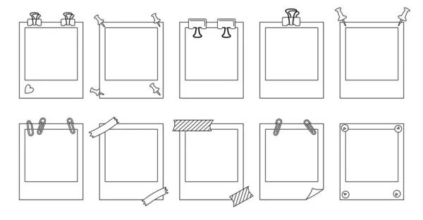 Polaroid fotoğraf çerçevesi çizgisi not iletileri vektörü — Stok Vektör