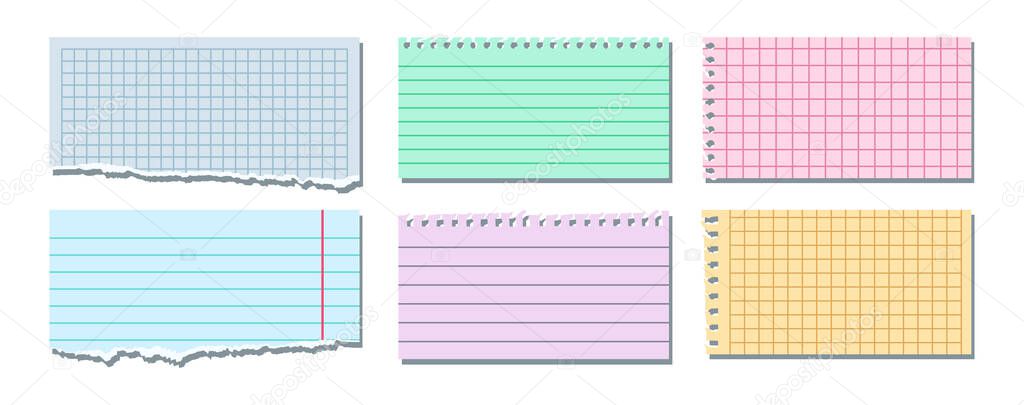 Torn colored note set notepad pages line vector