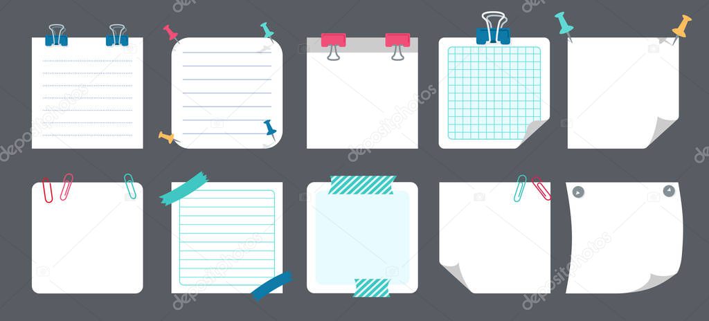 White paper sticky set notebook reminds vector