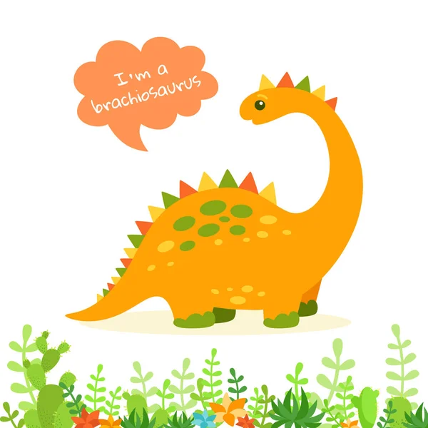 Dinosaure avec bulle vocale enfant design vecteur — Image vectorielle