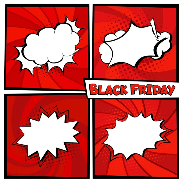 Black Friday sale Comic banner explosion empty set — Stock Vector