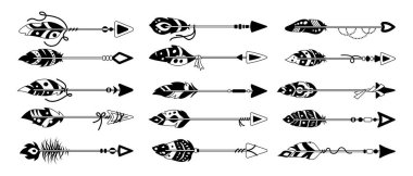 Boho ok tüyü ana hatları etnik vektörü belirledi