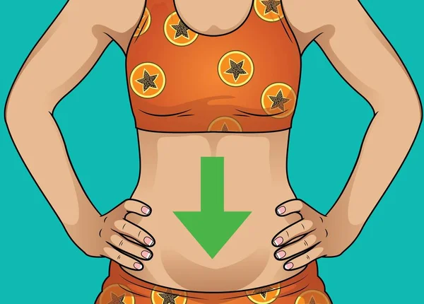 Femme Avec Une Bonne Digestion Illustration Vectorielle Bande Dessinée — Image vectorielle