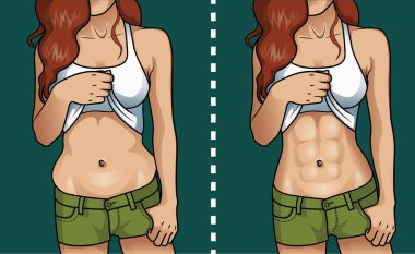 Kadın vücudu önce ve sonra kilo kaybı.