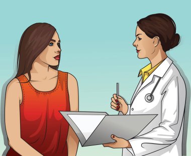 Güzel kadın doktor danışmanlık hasta