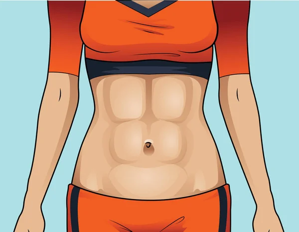素晴らしい腹筋を持つ女性トーン腹筋 — ストックベクタ
